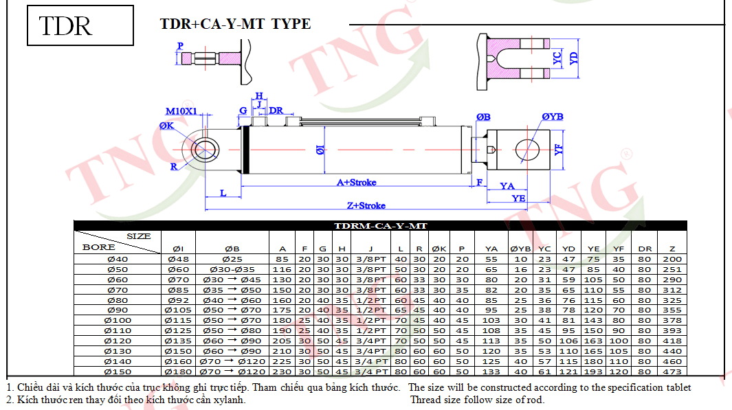 Xy lanh xe TDR-CA-Y-MT