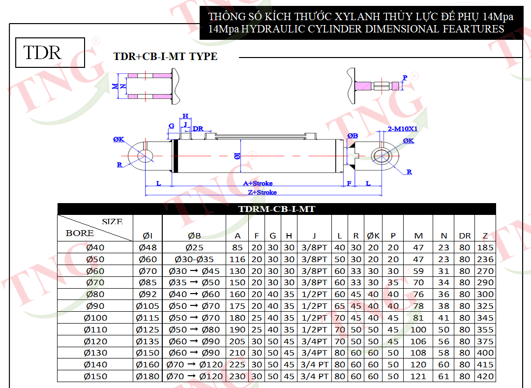 Xy lanh xe TDR-CB-I-MT